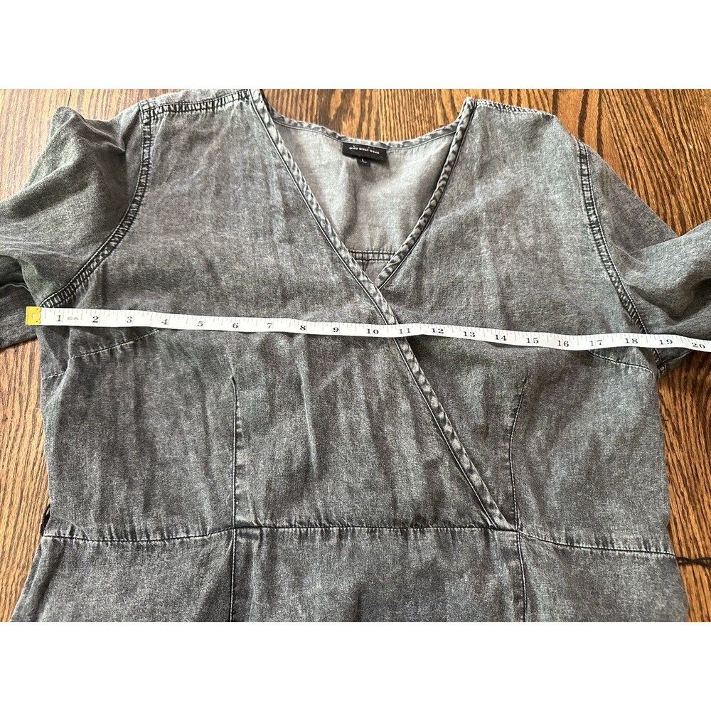 WHO WHAT WEAR 100% Cotton Faded Black Denim Dress Size L Cottage Scandi EUC‎ - Picture 8 of 9